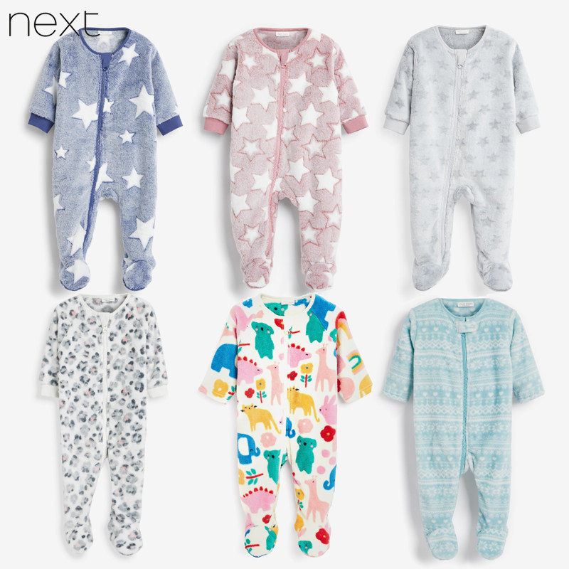 Spot British Next baby autumn and winter thick coral velvet jumpsuit baby velvet jumpsuit polar fleece romper
