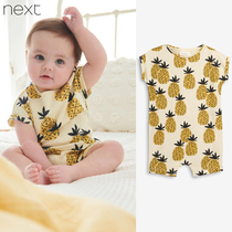 Spot British Next boys and girls baby summer rompers thin section newborn pineapple pattern jumpsuit romper pure cotton