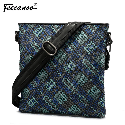 Камуфляжная плетеная сумка на одно плечо для документов, из натуральной кожи