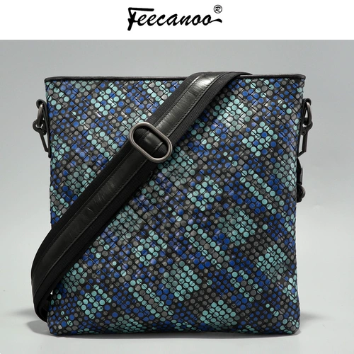 Камуфляжная плетеная сумка на одно плечо для документов, из натуральной кожи