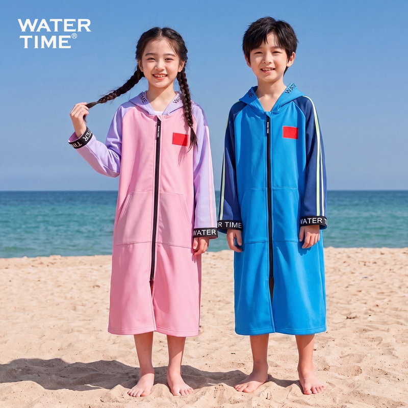 Watertime Kidsren's Winter Training Swimming Special Absorbent and Warm Bathrobe Cloak Adult Quick-Drying Bath Towel Water-Resistant Clothing