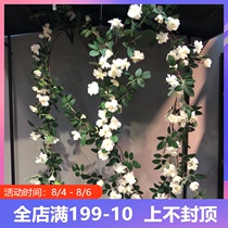 Simulation rose vine Rose vine fake flower rattan pipe landscaping soft decoration winding climbing vine green plant wall hanging