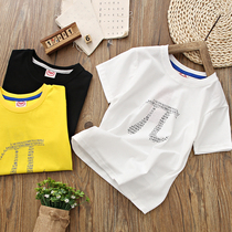 Boys white short-sleeved t-shirt 2021 new summer pure cotton thin summer clothes Zhongda childrens tide brand childrens t-shirt