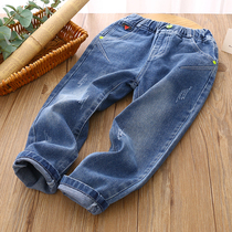 Boys jeans spring and autumn 2021 autumn new Western style loose straight tube boys children middle and large children