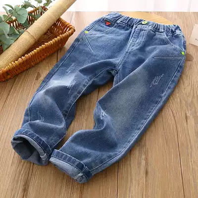 Boy denim pants spring and autumn 2021 Autumn New Autumn Tide straight trousers boys children