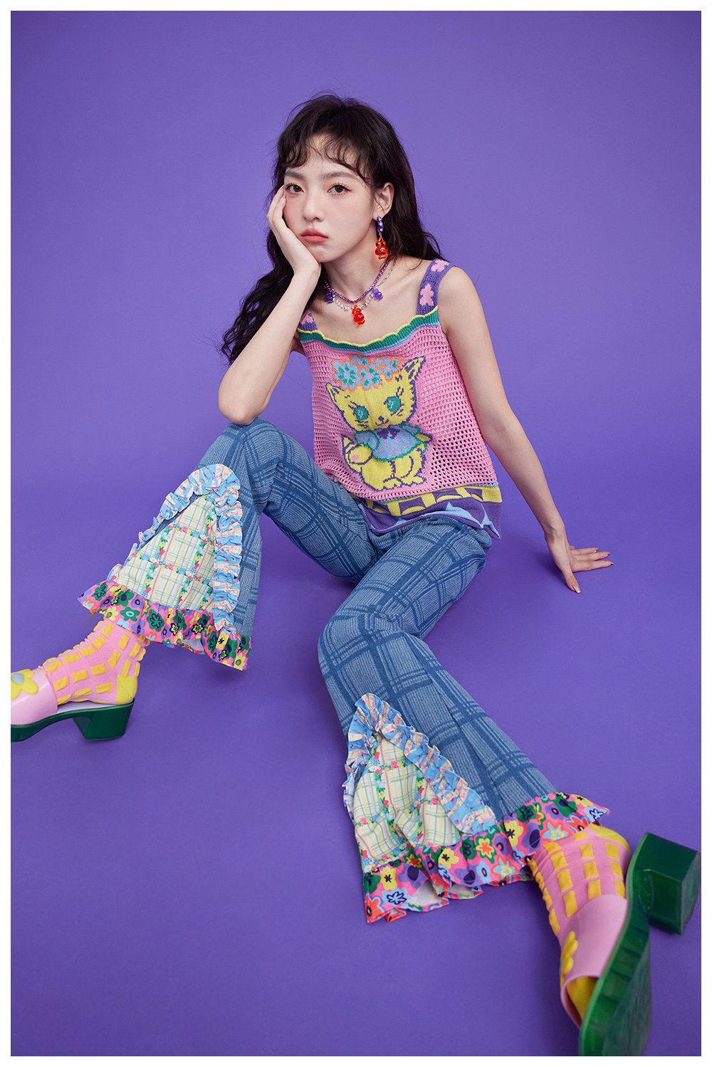 【hai/ハイ】Elouise ハイウエスト チェック柄 フレアパンツ hai/ハイ】Elouise ハイウエスト チェック柄 フレアパンツ