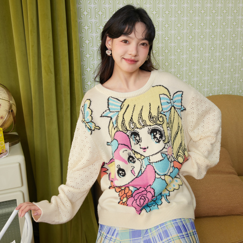 Tntntutu Peach Heart Store X Taobao Clothing Zundu Fake Fur Sweater Reversible Knitted Pullover Wool Round Neck