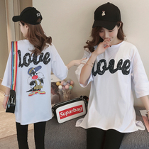 Pregnant Women summer T-shirt fashion model 2019 new short sleeve jacket summer cotton half sleeve set two-piece tide mom