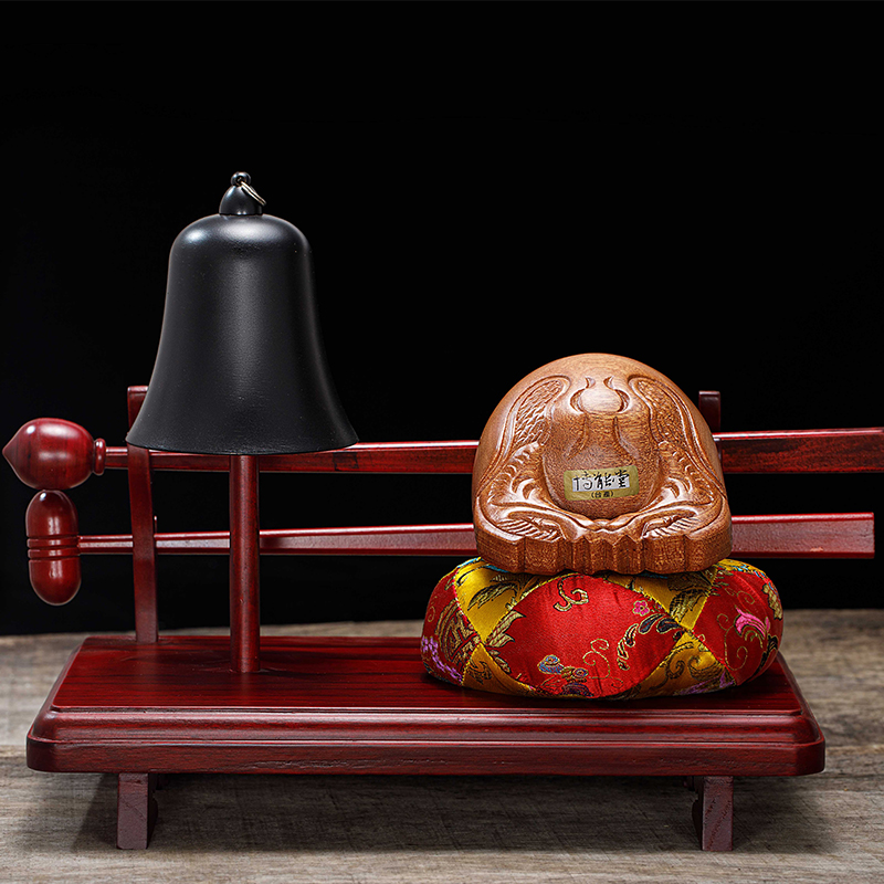 Bonengtang emperor bell plate Taiwan ground clock wooden fish plate rack ground clock plate tray small wooden fish rack emperor bell rack