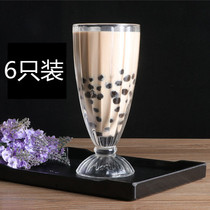 Lead-free glass milkshake drink cup sand ice drink cup household dessert cold drink shop special milk tea cup 6 pack