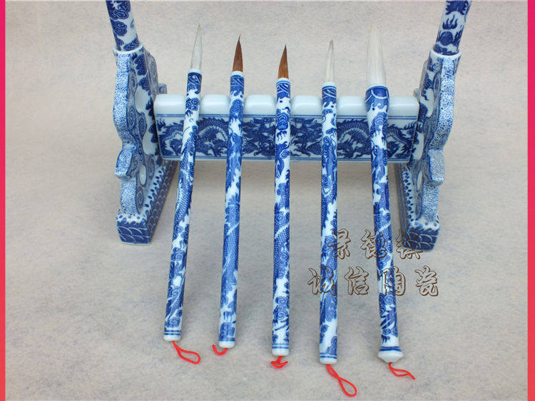 仿古瓷器笔架！景德镇青花陶瓷毛笔挂架，文房四宝颜值天花板！-笔挂