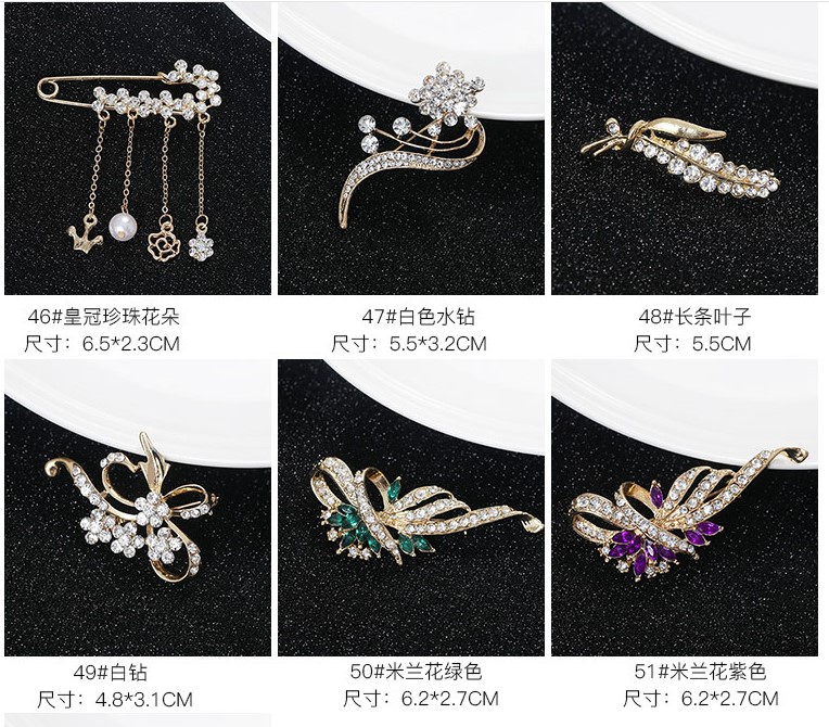 Thời trang Hàn Quốc trâm cài quần áo cao cấp trâm ngọc trai hoa lụa khăn quàng cổ khóa lá cây trâm cài - Trâm cài huy hiệu cài áo kute