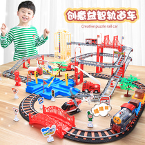 Childrens small train rail car toy baby puzzle 3-6 years old 5 electric high-speed rail car set Boy gift