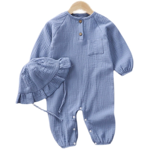 Марлевый детский летний комбинезон для новорожденных, тонкая хлопковая осенняя пижама подходит для мужчин и женщин для девочек