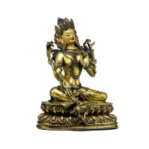 Naxis collection of Ming Dynasty Tibetan Buddhism bronze gilt gold Green mother Buddha statue collection Buddhist supplies
