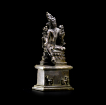 Naxi collection Tibet Lhasa antique old Buddha Statue Para style alloy copper wrong silver Mother Bodhisattva Guanyin