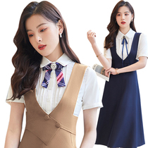 Short sleeve thin female summer waistcoat vest with dress length skirt Summer preschool teacher Academy Wind Career Fashion suit