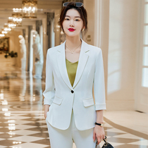 White 70% Sleeves Small Subsuit Suit Summer Thin Goddess Van Professional Dress Teacher Interview Positive Dress Work Suit