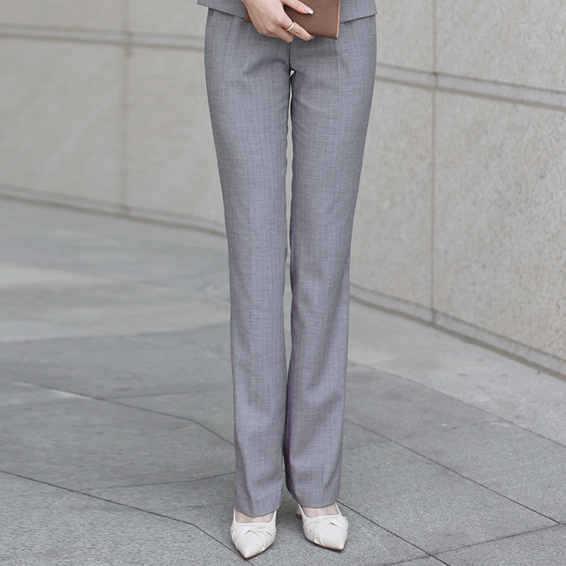 Zhou Da Fu Work Pants for Gold and Jewelry Stores, Zhou Da Fu New Style Long Pants, Glacier Gray Straight-Leg Dress Pants