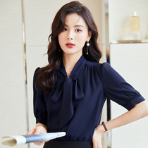 Summer 50% Sleeves Shirt 2022 New Design Sense Fashion Bow Tie Gas Quality Light Cooked Casual Snow Spinning Lining Clothing