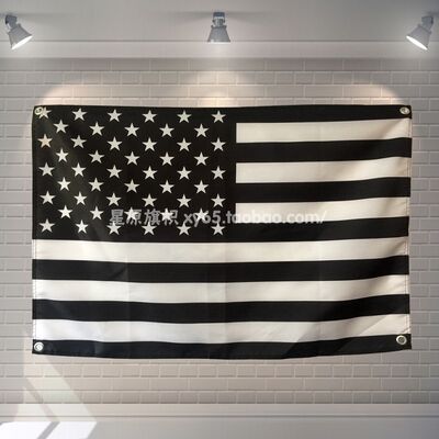 Black and white Stars and Stripes, industrial-style artistic hanging flags, hanging cloths, background cloths, decorative hanging curtains, bars, restaurants, studios