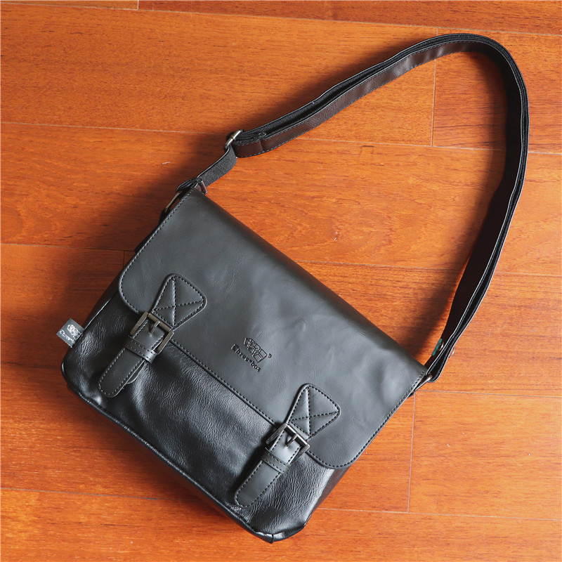 Threebox Men's Bag Fashion Diagonal Satchel Shoulder Bag Art and Men's Shoulder Bag Casual Cross Section Buckle Postman Bag Tide