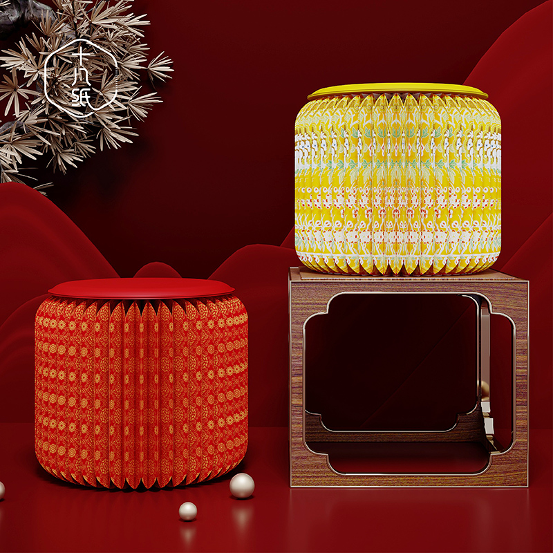 18 paper round bench household folded small bench living room changing shoes in the creative palace of the world IP joint