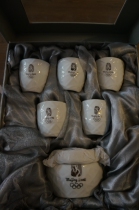 2008 Beijing Olympic tea set teapot tea cup Olympic porcelain Olympic Cup (5 teacups 1 Teapot