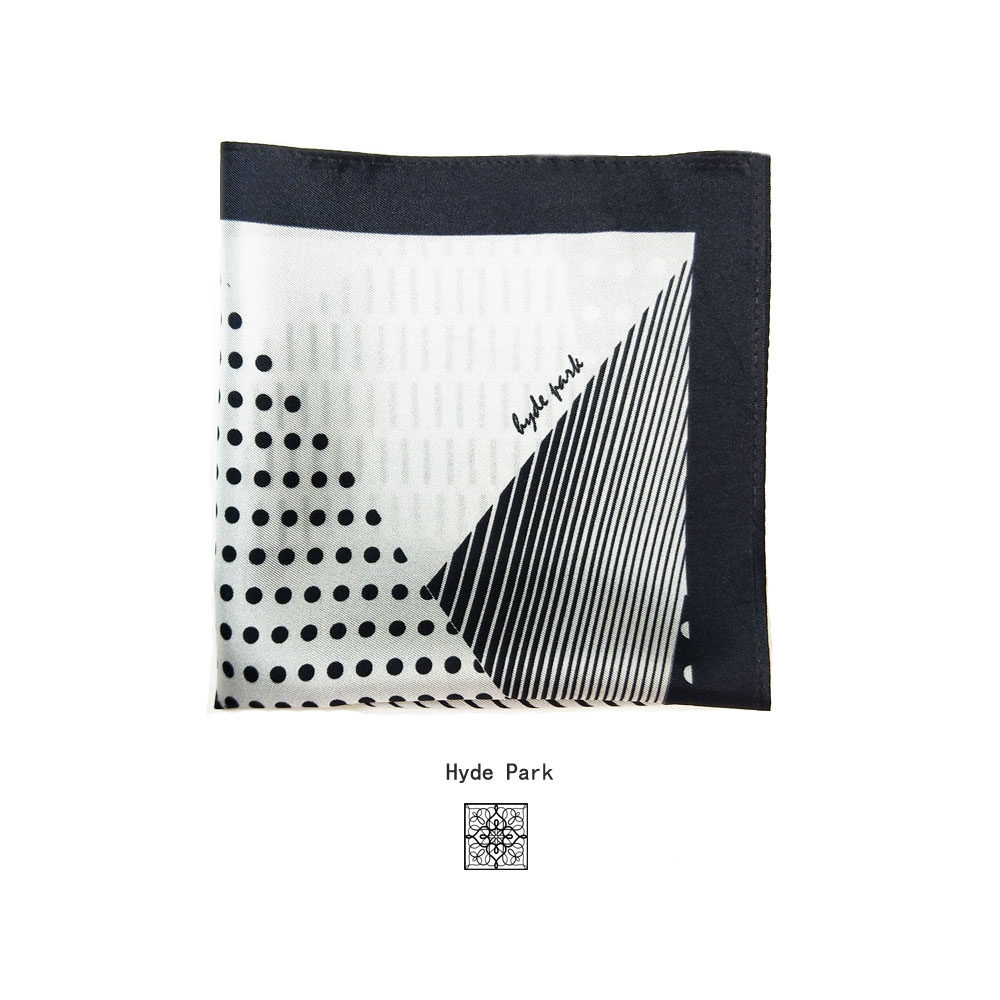 HYDE PARK ORIGINAL BLACK AND WHITE SUIT DRESS MENS SILK BREASTS TOWEL POCKET TOWEL POCKET TOWEL