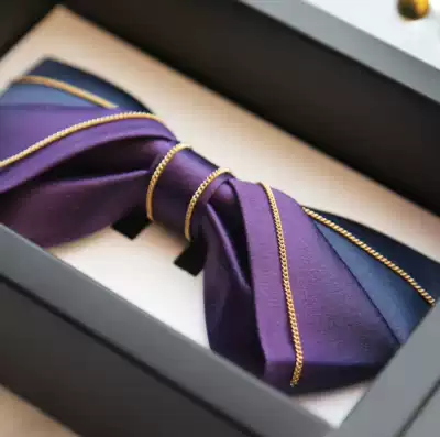Hyde Park bow tie male wedding wedding groom groom best man host master metal purple blue gradual collar flower