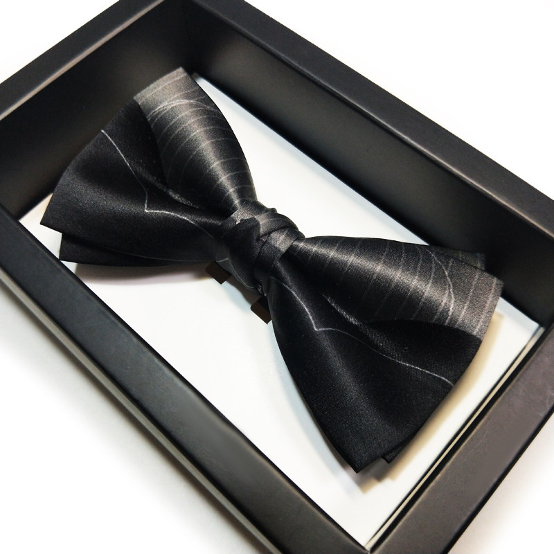 Hyde Park groom best man wedding Black silver Gray fashion high-end trendy bow men's bow tie