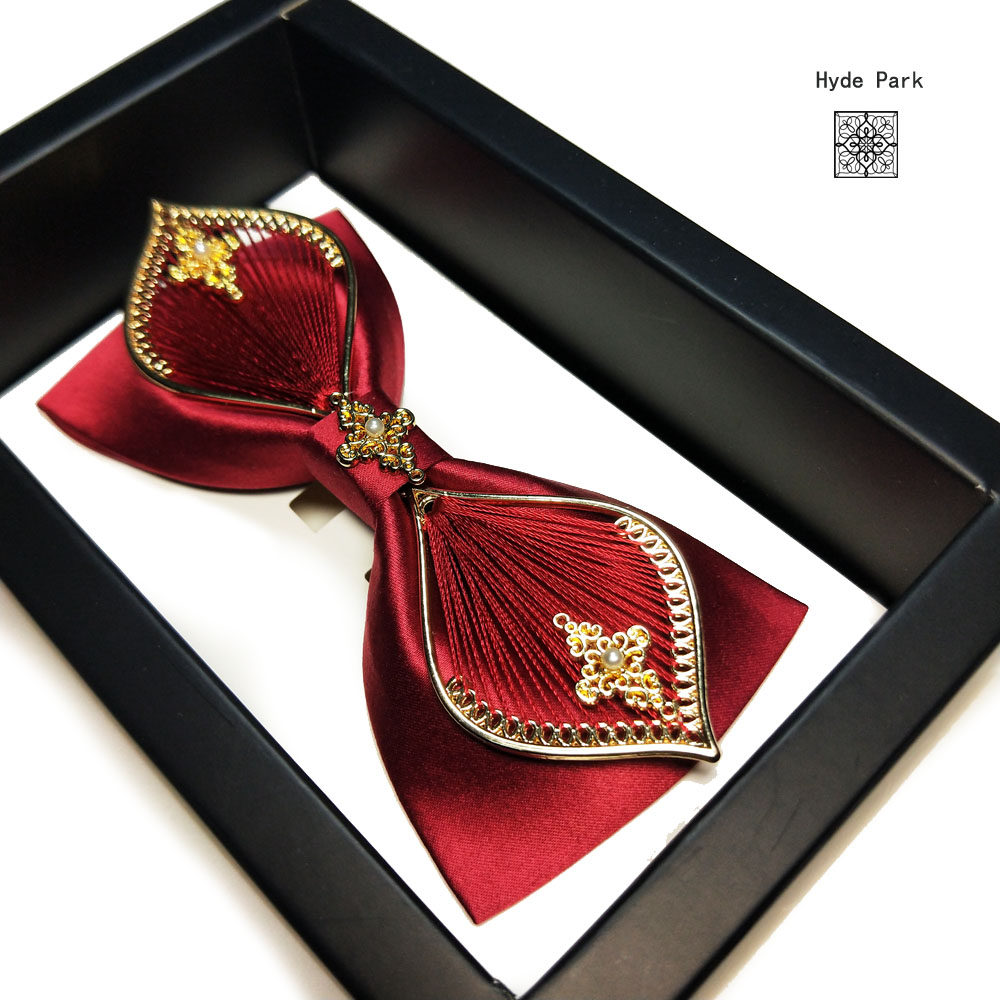 Hyde Park bow tie male wedding wedding groom dragon and phoenix coat Xiuhe with metal wine red men's bow