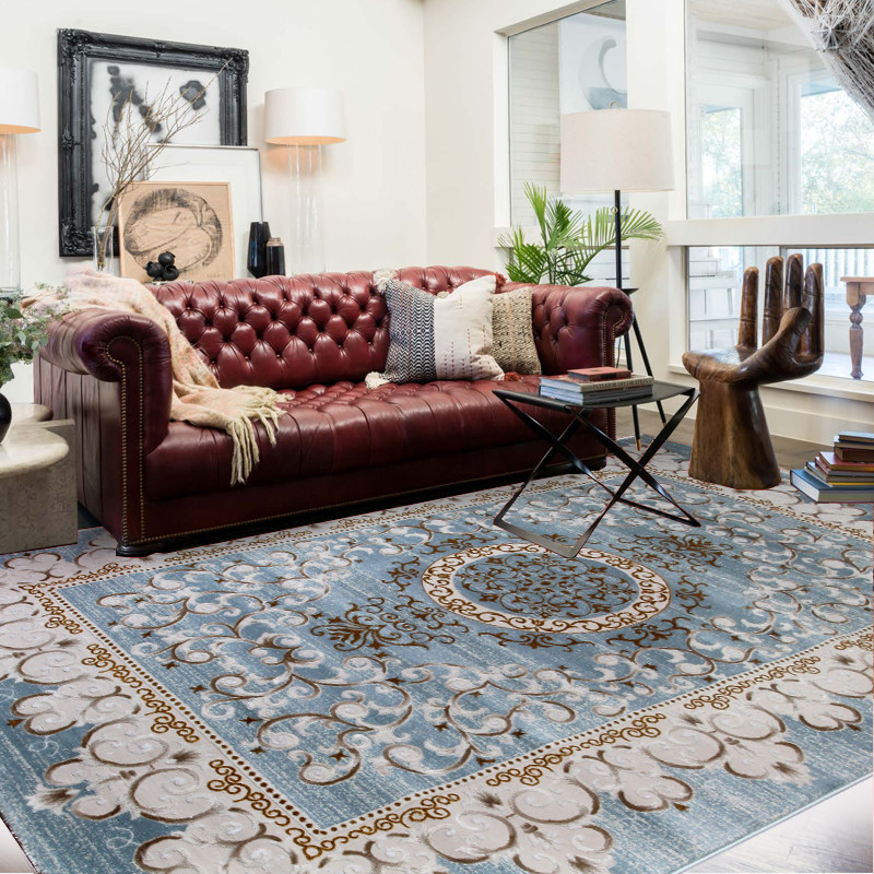 Turkey imported carpet living room European and American style coffee table blanket cushion blue bedroom full bedside blanket washable