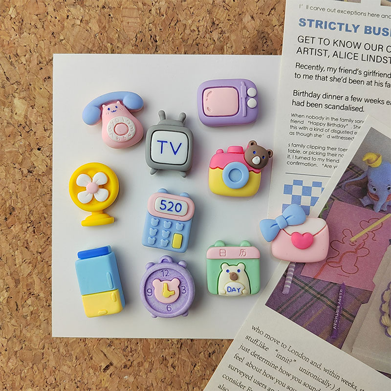 10 Loaded Fridge Alarm Clock Tv Camera Pushpin Creativity Cute Artificial wordnail Soft plank felt photo fixed-Taobao