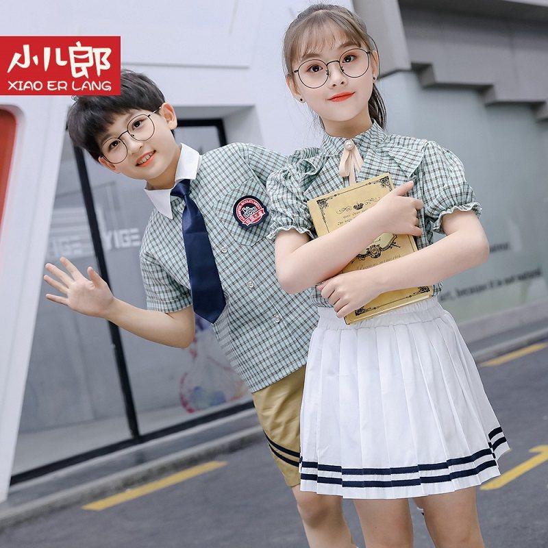2021 Summer New Elementary School Uniforms Suit Shirts Short Sleeves Men And Women Children Short Skirts Kindergarten Garden Suit Summer Clothes