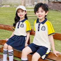 Primary School Students Class Suit Kindergarten Summer Clothing Short Sleeve College Wind Graduation Photos Yinglun Landscaped Childrens Summer School Uniform