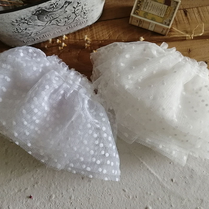 Double-layer mesh pleated polka dot lace accessories princess dress children's clothing Lolita skirt cuff collar width