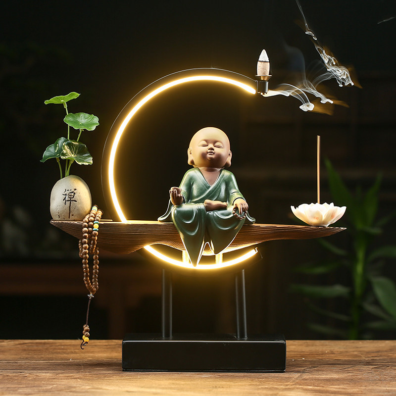Чай Zisha tea pet backflow аромат творческой лампы circle Zen little Monk чайный столик чайный столик с маленькими украшениями бутик украшений для дома