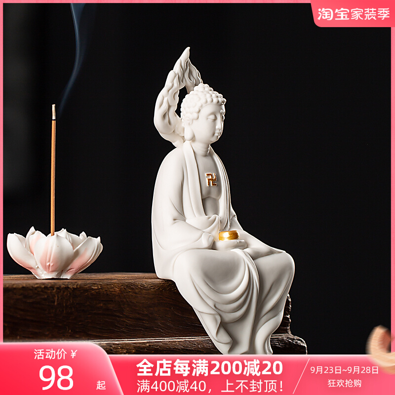 Creative handmade boutique ceramics Buddha statue of Buddha, Chinese style porch Fengshui crafts, gifts, ornaments, Zen ornaments