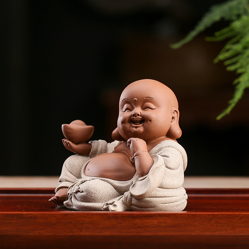 Creative fortune Maitreya Buddha tea pet boutique purple sand can be raised handmade personalized tea play tea ceremony accessories tea set ornaments