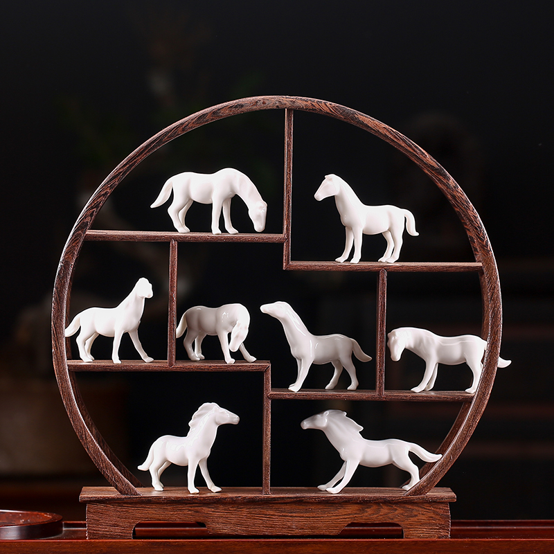 Creative Mini Tea Ceremony Tea Pet Ornament Ceramic Animal Horse Small Tea Play Tea Set Accessories Bonsai Flower Decoration