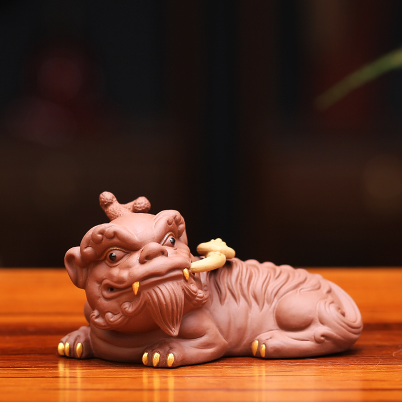 Lucky Pixiu tea pet can raise purple sand boutique town house god beast ornaments creative handmade tea play kung fu tea set accessories