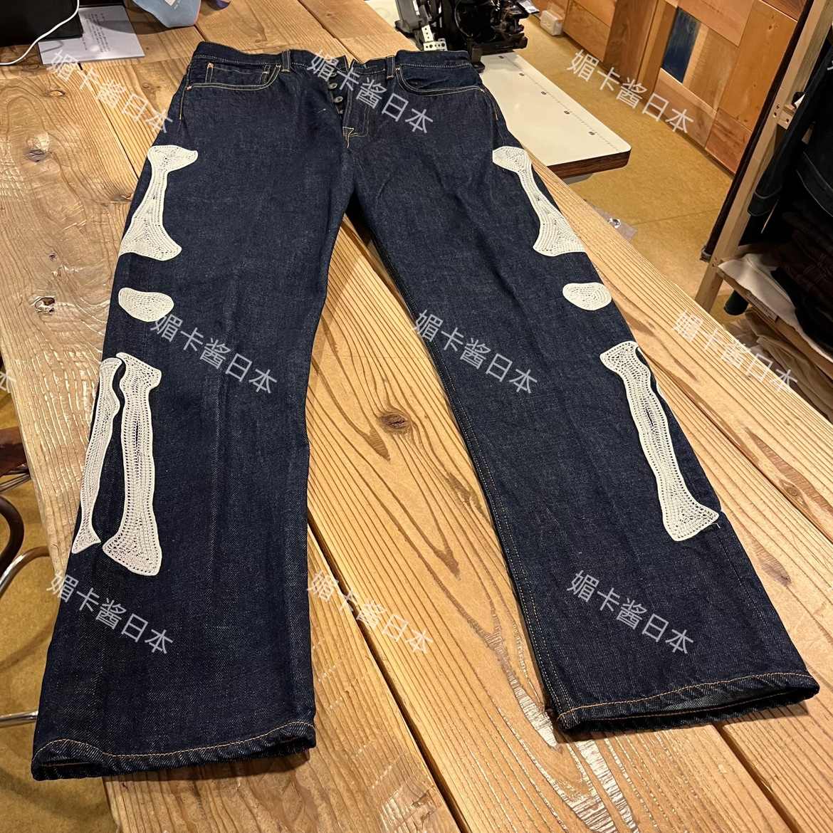 KAPITAL 骨刺繍 ダメージ デニムショーツ 平田和宏デザイン ヴィンテージ KAPITAL 骨刺繍 ダメージ デニムショーツ 平田和宏デザイン ヴィンテージ