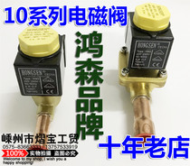 Hongsen 10 series solenoid valve cold storage air conditioning heat pump two-way solenoid valve welding port refrigerator valve coil 220V