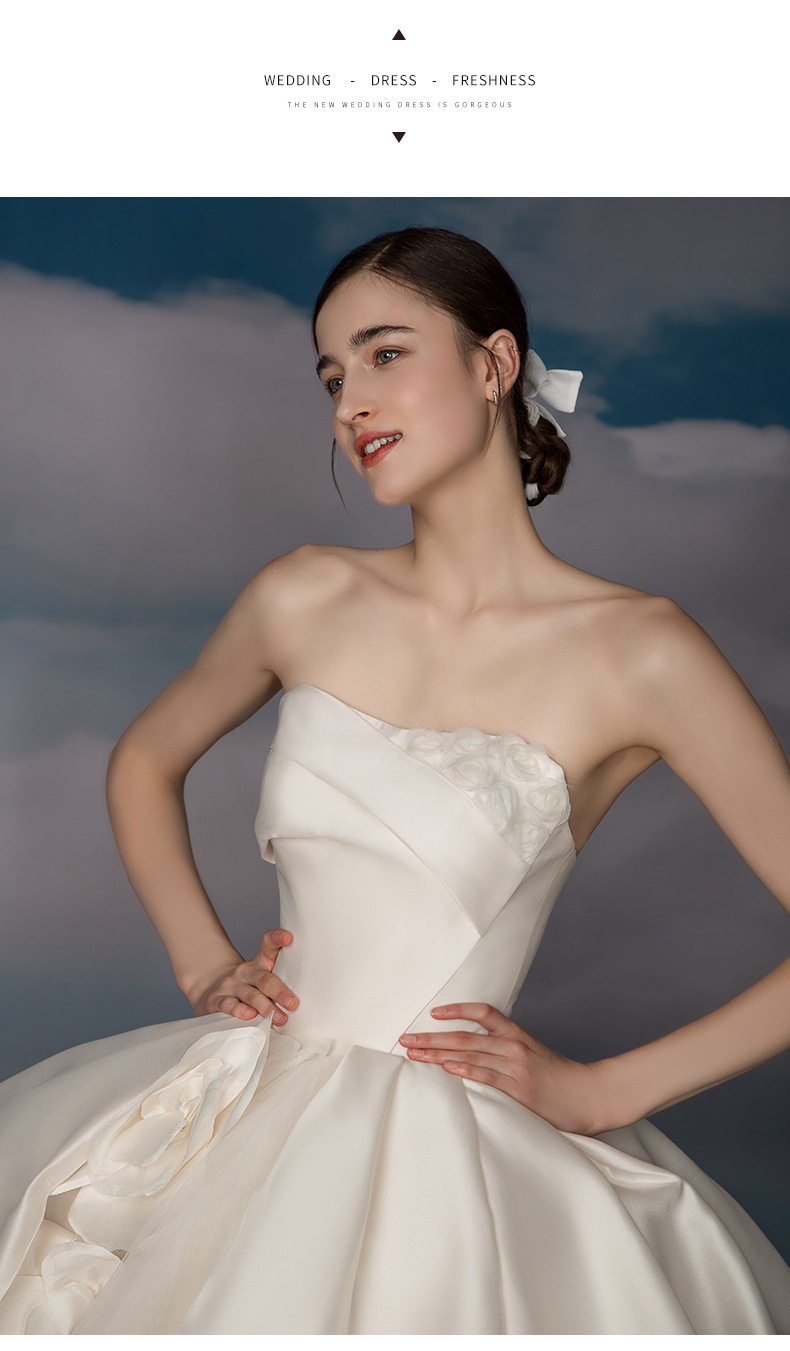 Свадебное платье, топ без лямок для невесты, изысканный стиль, открытые плечи        