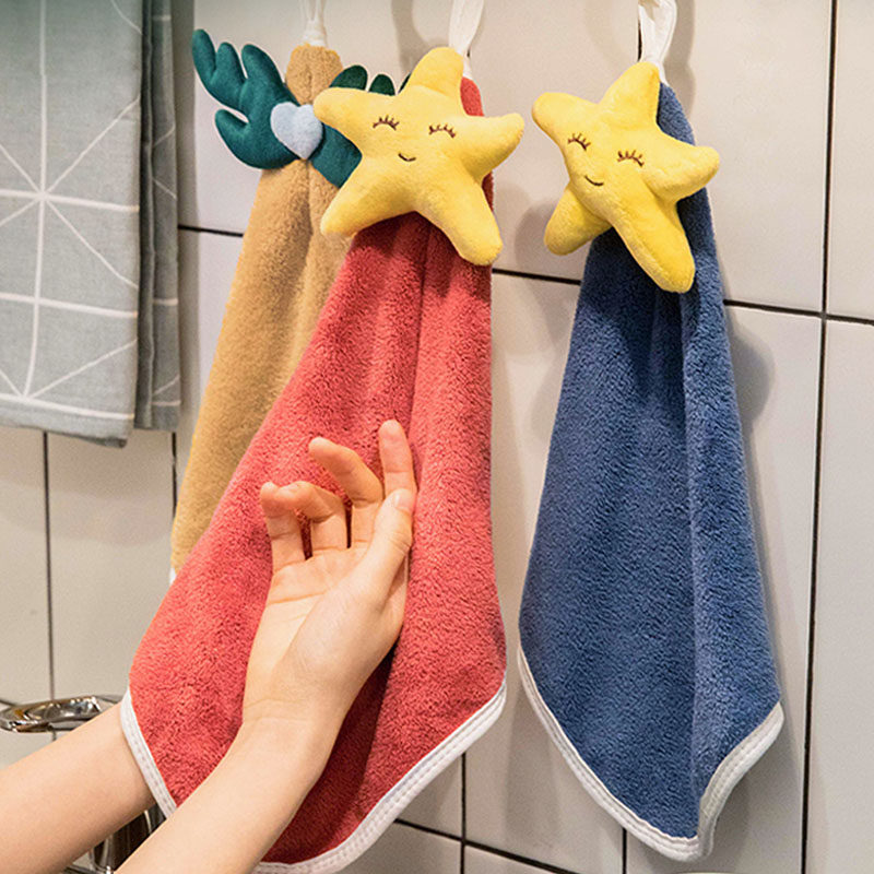 Wipe hand towel hanging cute children's towel cartoon kindergarten handkerchief than cotton home absorbent kitchen hand towel