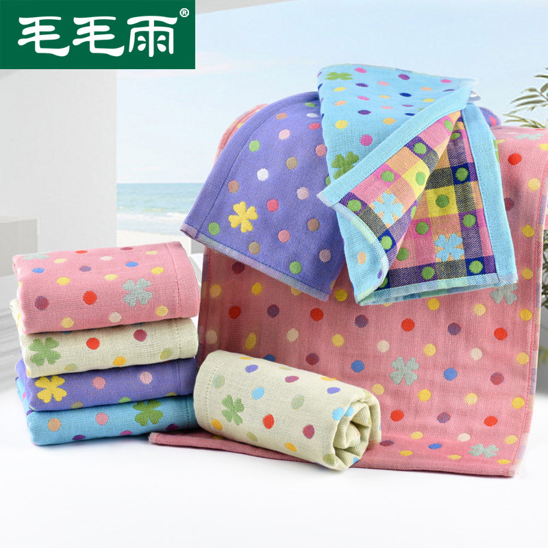 6 pure cotton face towel Women's water absorption does not lose hair Children's gauze square towel square Pa soft cotton