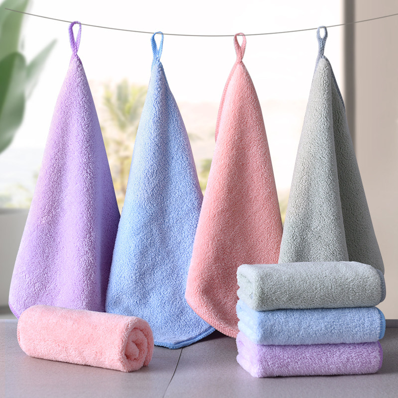 Coral velvet children's towel than pure cotton absorbent wash face home baby small square towel saliva towel square hand towel