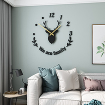 Wall decoration Nordic deer head creative non-perforated clock wall decoration accessories room layout