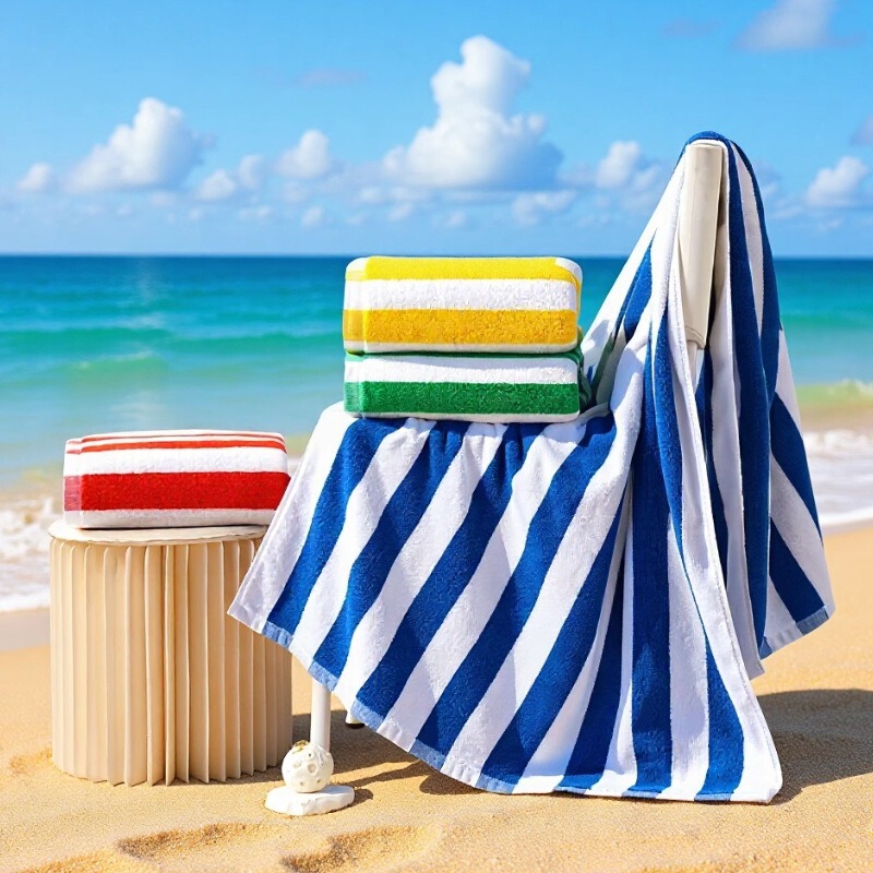 Pure Cotton Beach Towel for Floor Covering at the Seaside, Super Absorbent Bath Towel, Cross-Border European and American Style, Full Cotton Colorful Striped Beach Towel Pure Cotton Beach Towel for Floor Covering at the Seaside, Super Absorbent Bath Towel, Cross-Border European and American Style, Full Cotton Colorful Striped Beach Towel